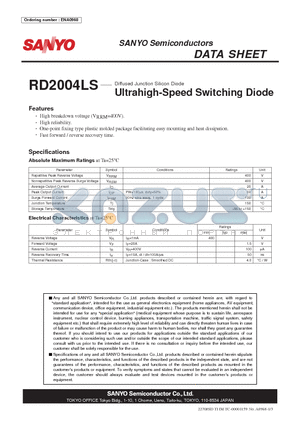 ENA0968 datasheet - Diffused Junction Silicon Diode Ultrahigh-Speed Switching Diode