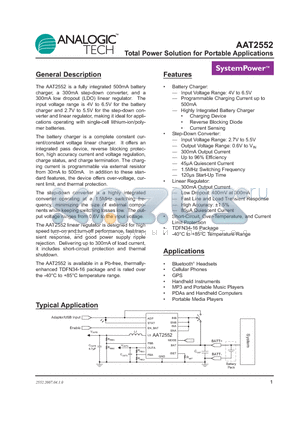 AAT2552 datasheet - Total Power Solution for Portable Applications