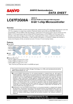 ENA1028A datasheet - CMOS IC 8K-byte FROM and 256-byte RAM integrated 8-bit 1-chip Microcontroller