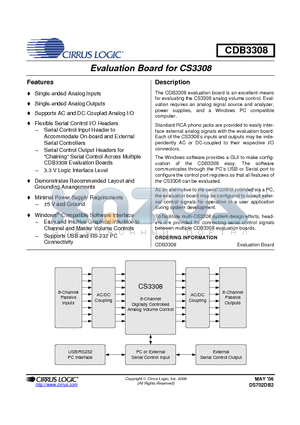 CDB3308 datasheet - Evaluation Board for CS3308