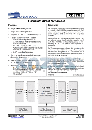 CDB3318 datasheet - Evaluation Board for CS3318