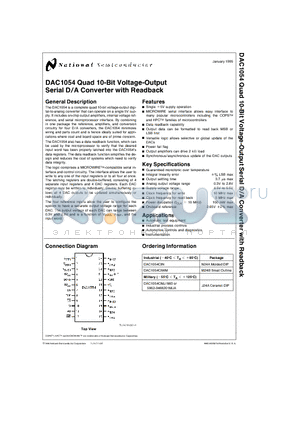 DAC1054CIN datasheet - Quad 10-Bit Voltage-Output Serial D/A Converter with Readback