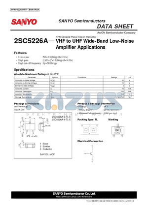 ENA1062A datasheet - VHF to UHF Wide-Band Low-Noise Amplifi er Applications