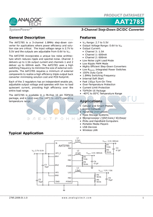 AAT2785 datasheet - 3-Channel Step-Down DC/DC Converter