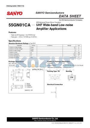 ENA1111A datasheet - UHF Wide-band Low-noise Amplifier Applications