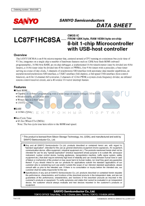 ENA1095 datasheet - CMOS IC FROM 128K byte, RAM 16384 byte on-chip 8-bit 1-chip Microcontroller with USB-host controller