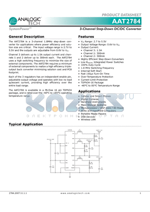 AAT2784IRN-AAA-T1 datasheet - 3-Channel Step-Down DC/DC Converter