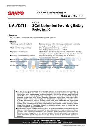 ENA1153 datasheet - CMOS IC 2-Cell Lithium-Ion Secondary Battery Protection IC
