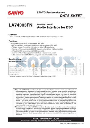 ENA1181 datasheet - Monolithic Linear IC Audio Interface for DSC