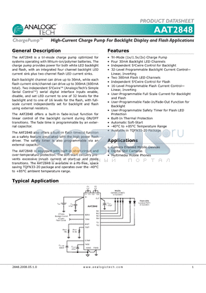 AAT2848 datasheet - High-Current Charge Pump For Backlight Display and Flash Applications