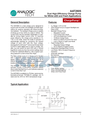 AAT2805 datasheet - Dual High Efficiency Charge Pump for White LED and Flash Applications
