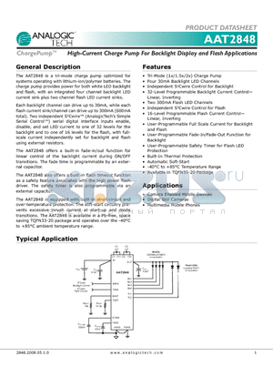 AAT2848IDG-T1 datasheet - High-Current Charge Pump For Backlight Display and Flash Applications