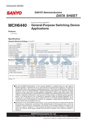 ENA1202A datasheet - P-Channel Silicon MOSFET General-Purpose Switching Device Applications
