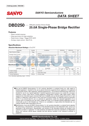 ENA1204 datasheet - Diffused Junction Silicon Diode 25.0A Single-Phase Bridge Rectifier