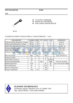 B1426 datasheet - PNP TRANSISTOR