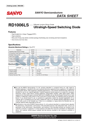 ENA1208 datasheet - Diffused Junction Silicon Diode Ultrahigh-Speed Switching Diode