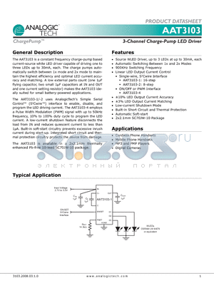 AAT3103 datasheet - 3-Channel Charge-Pump LED Driver