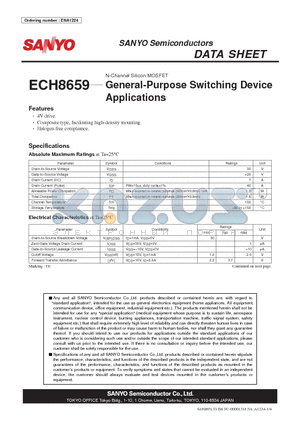 ENA1224 datasheet - N-Channel Silicon MOSFET General-Purpose Switching Device Applications