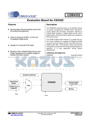CDB4352 datasheet - Evaluation Board for CS4352