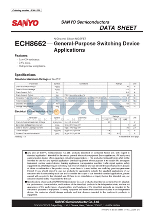 ENA1259 datasheet - N-Channel Silicon MOSFET General-Purpose Switching Device Applications