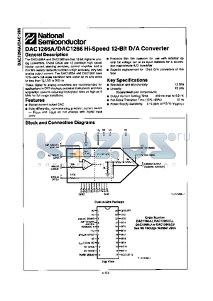 DAC1266A datasheet - HI-SPEED 12-BIT D/A CONVERTER