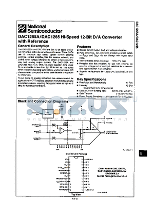 DAC1265ACJ datasheet - HI-SPEED 12-BIT D/A CONVERTER