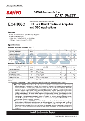 ENA1266 datasheet - NPN Epitaxial Planar Silicon Transistor UHF to X Band Low-Noise Amplifier and OSC Applications