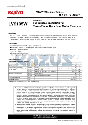 ENA1271 datasheet - Bi-CMOS IC For Variable Speed Control Three-Phase Brushless Motor Predriver
