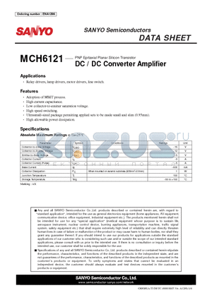 ENA1286 datasheet - PNP Epitaxial Planar Silicon Transistor DC / DC Converter Amplifi er