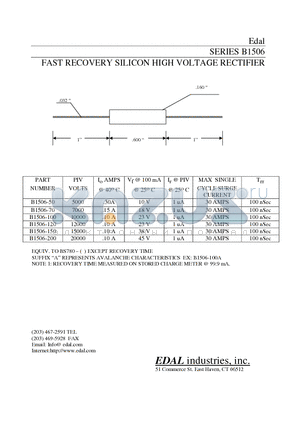 B1506-70 datasheet - FAST RECOVERY SILICON HIGH VOLTAGE RECTIFIER