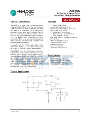 AAT3120 datasheet - 3-Channel Charge Pump For White LED Applications