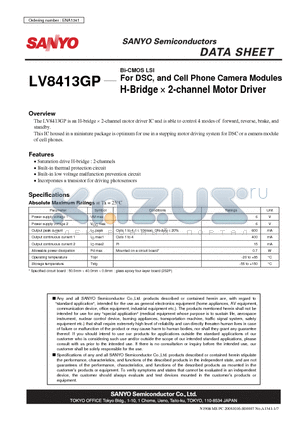 ENA1341 datasheet - Bi-CMOS LSI For DSC, and Cell Phone Camera Modules H-Bridge  2-channel Motor Driver