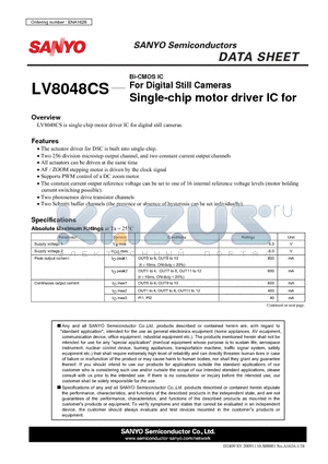 ENA1626 datasheet - For Digital Still Cameras Single-chip motor driver IC for