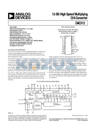 DAC312ER datasheet - 12-Bit High Speed Multiplying D/A Converter