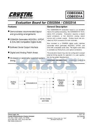 CDB5331A datasheet - Evaluation Board