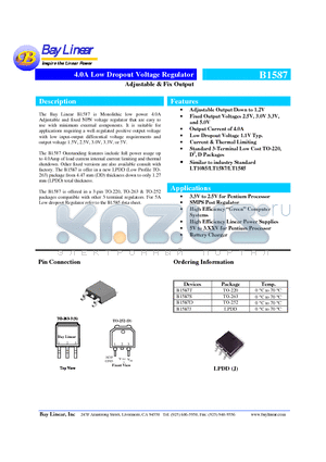 B1587T datasheet - 4.0A Low Dropout Voltage Regulator