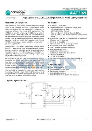 AAT3169IFO-T1 datasheet - High Efficiency 1X/1.5X/2X Charge Pump for White LED Applications