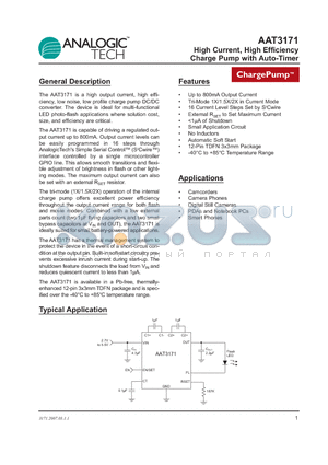 AAT3171IWP-T1 datasheet - High Current, High Efficiency Charge Pump with Auto-Timer