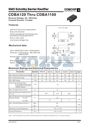 CDBA1100 datasheet - SMD Schottky Barrier Rectifier