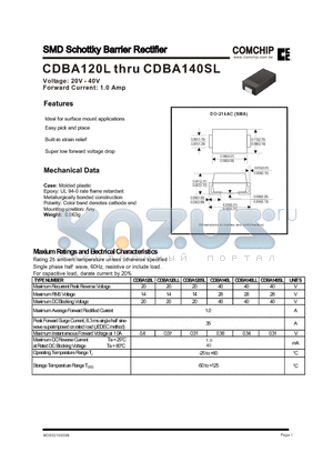 CDBA1100-G datasheet - SMD Schottky Barrier rectifiers