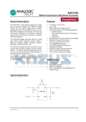 AAT3183IJS-1.5-T1 datasheet - 300mA Inductorless Step-Down Converter