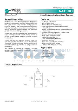 AAT3183_08 datasheet - 300mA Inductorless Step-Down Converter