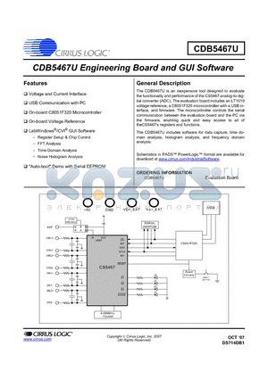 CDB5467U datasheet - CDB5467U Engineering Board and GUI Software