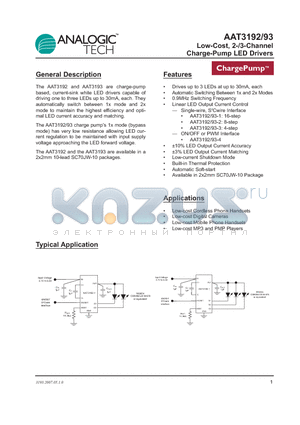 AAT3193 datasheet - Low-Cost, 2-/3-Channel Charge-Pump LED Drivers