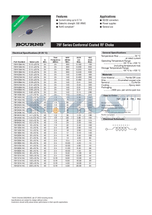 79F2R2K-RC datasheet - 79F Series Conformal Coated RF Choke