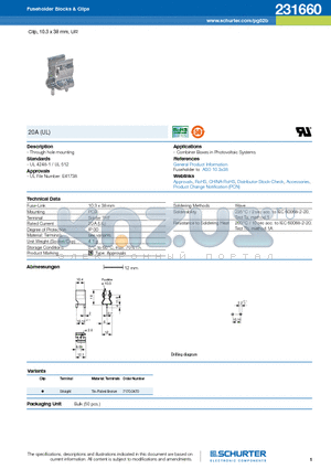 231660 datasheet - Clip, 10.3 x 38 mm, UR