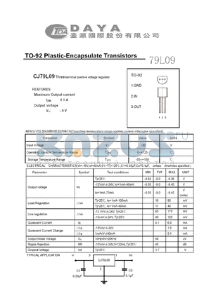 79L09 datasheet - TO-92 Plastic-Encapsulate Transistors