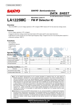 ENA2052 datasheet - Monolithic Linear IC FM IF Detector IC