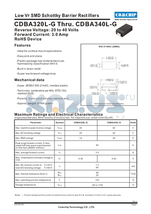 CDBA320L-G datasheet - Low VF SMD Schottky Barrier Rectifiers