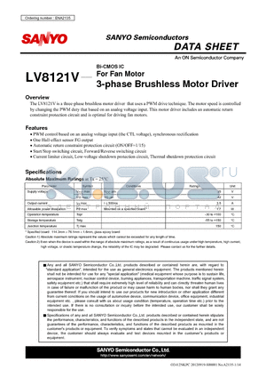 ENA2135 datasheet - For Fan Motor 3-phase Brushless Motor Driver